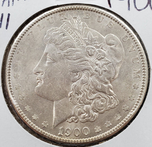 1900 P $1 Morgan Silver Dollar Coin Vam-11 Double Wing Die Reverse AVG UNC