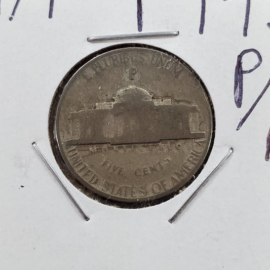 1943 P P/P Jefferson Silver War Nickel Variety Coin RPM WW2 Coin with Variety