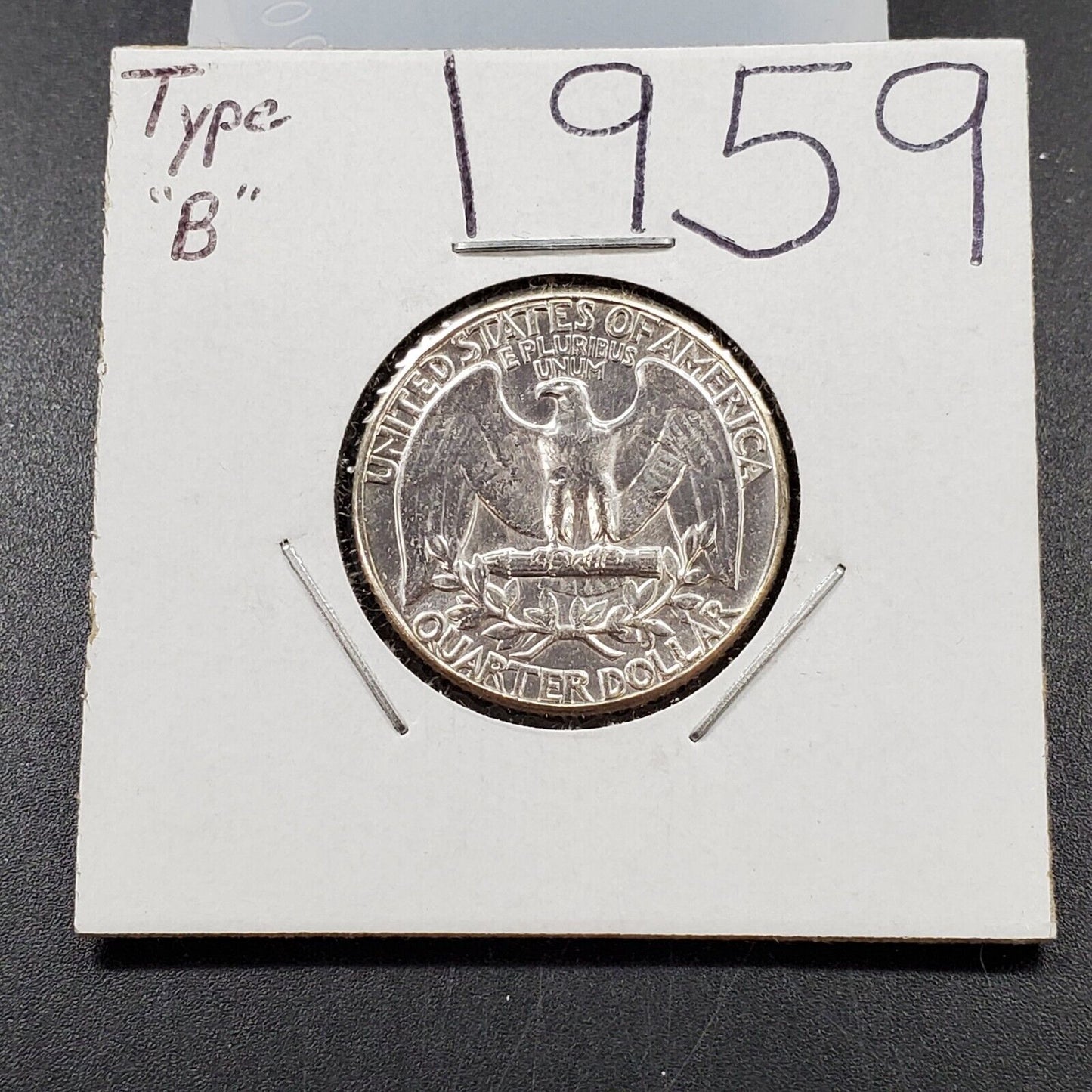 1959 P 25C Washington Quarter Silver Coin BU Uncirculated Type B Variety