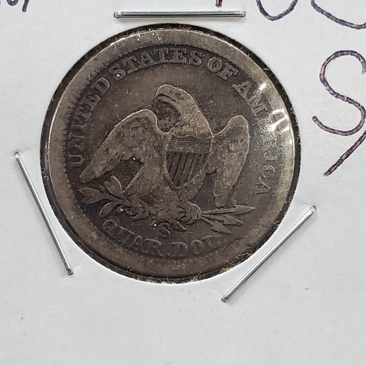 1856 S Seated Liberty 25c Variety Large / Small Mintmark FS-501 VG Very Good
