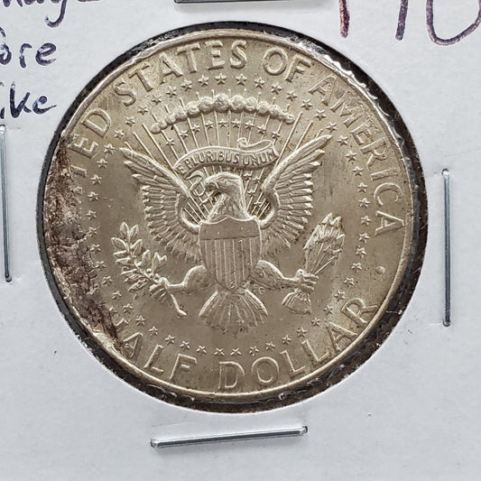 1964 P Kennedy Half Dollar Coin Planchet Damage Before Strike Major Error CH AU