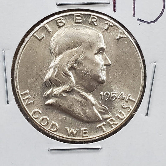 1954 P Franklin Silver 90% Half Dollar Coin Choice BU Uncirculated New Condition