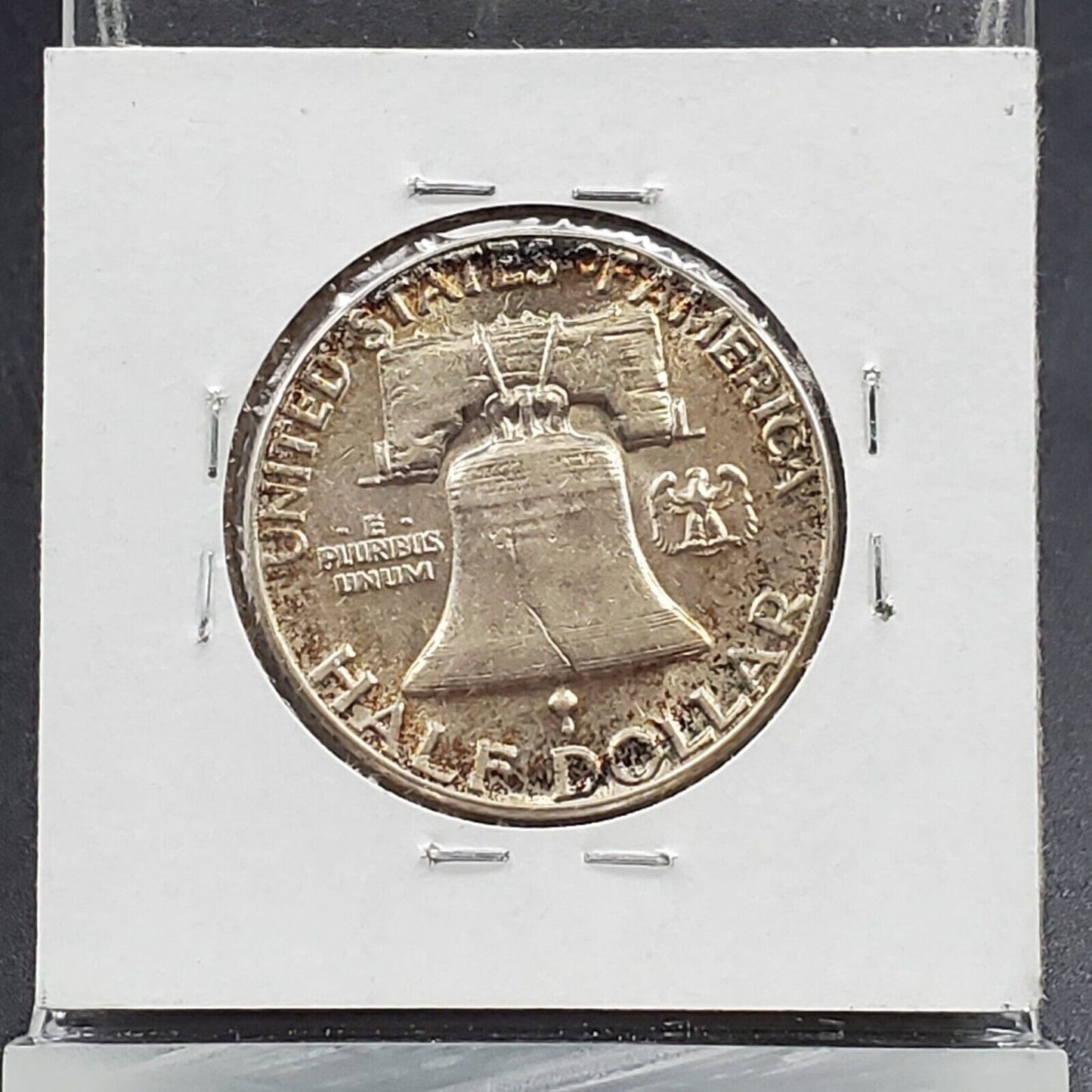 1951 P Franklin Silver 90% Half Dollar Coin AU about UNC Neat Toning Toner