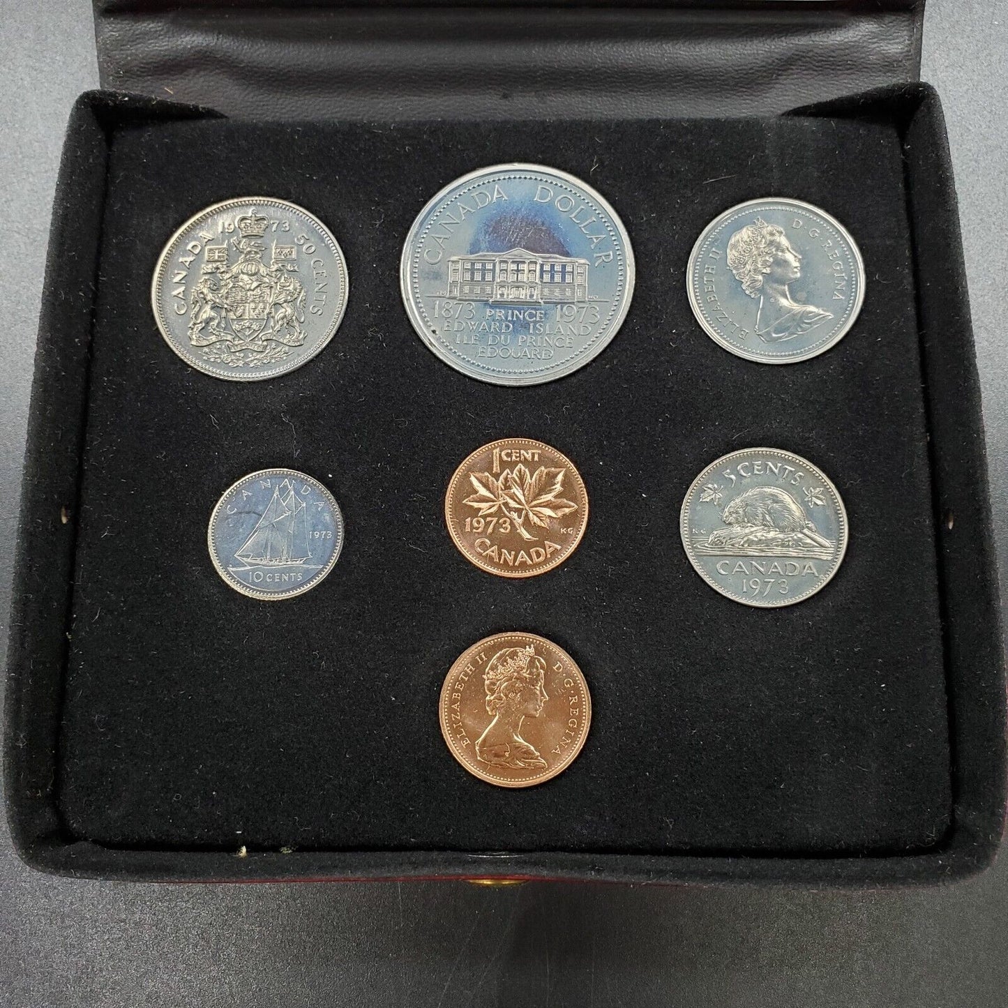 1973 Royal Canadian Mint 7 Coin Set #1 GEM BU UNC Queen Elizabeth II TONER