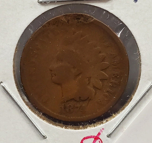1874 Indian Head Copper Bronze Cent Penny AG About Good Details Key Date