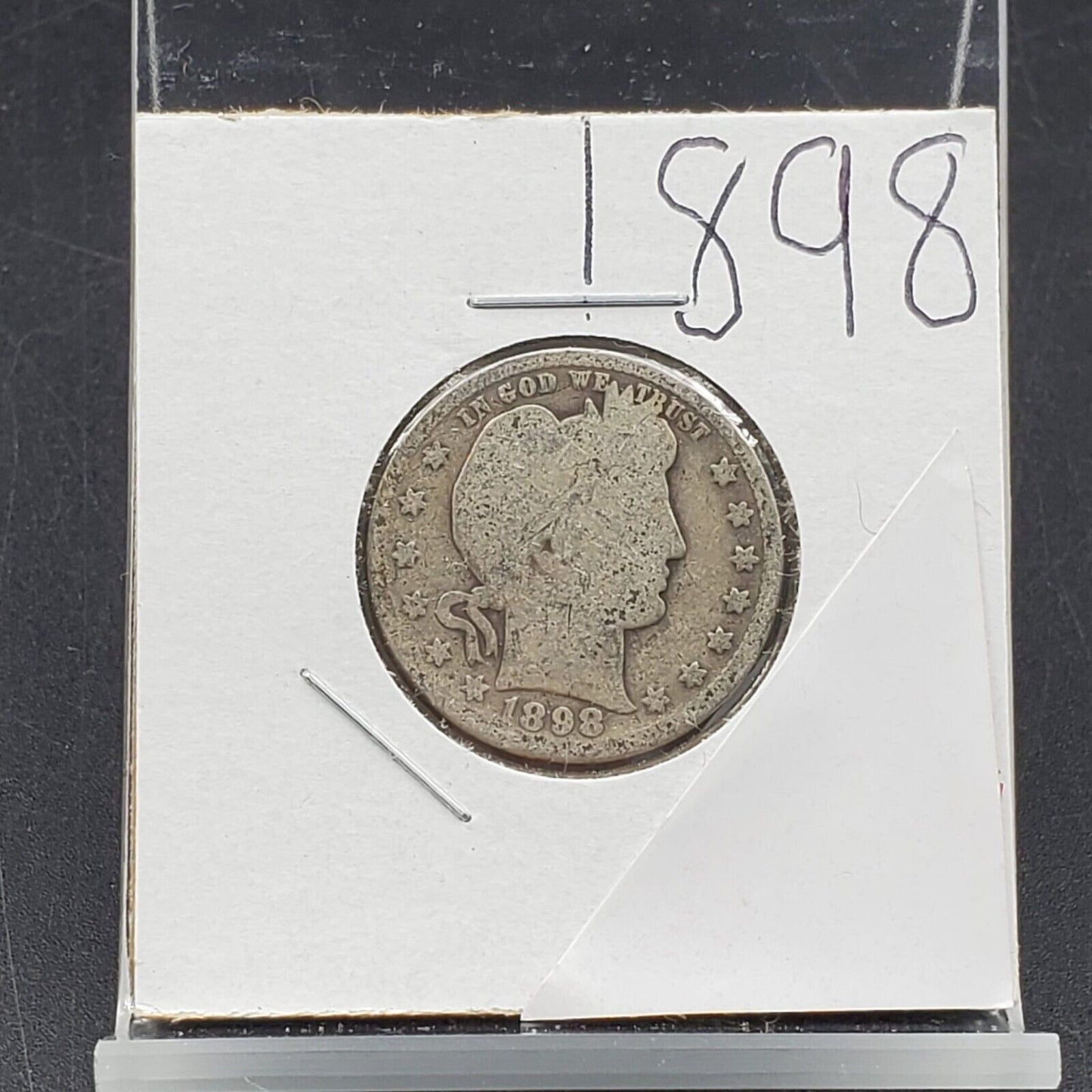 1898 P Barber Silver Quarter Coin Average AG Circulated Condition