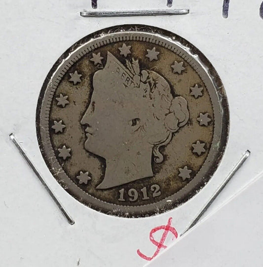 1912 D Liberty Head V Nickel Denver VG Very Good / Fine Circ 2