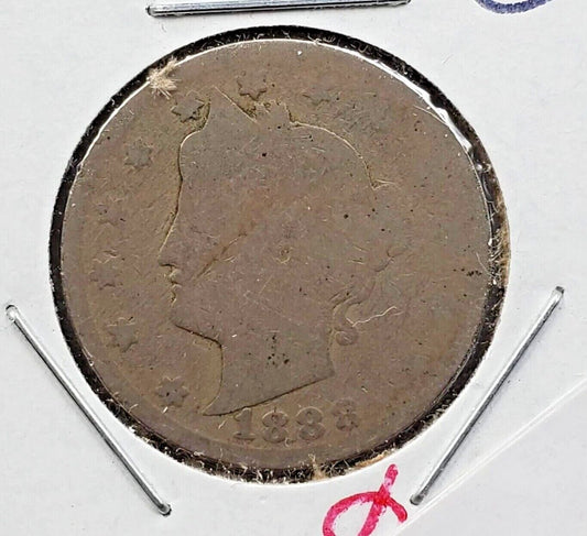 1888 P Liberty Head V Nickel Very Circulated Condition