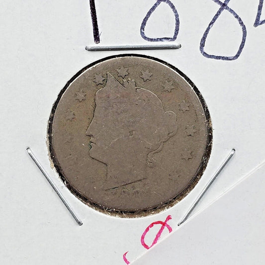 1884 P Liberty Head V Nickel Very Circulated Condition #2