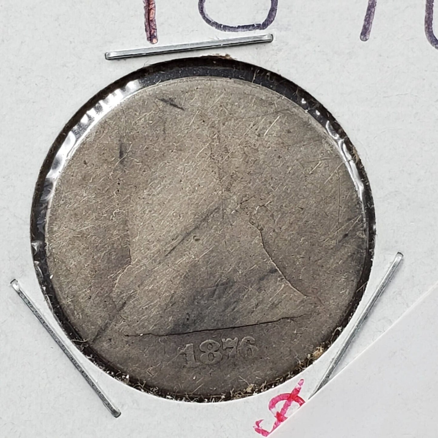 1876 P Seated Liberty Silver Quarter Coin Very Circulated