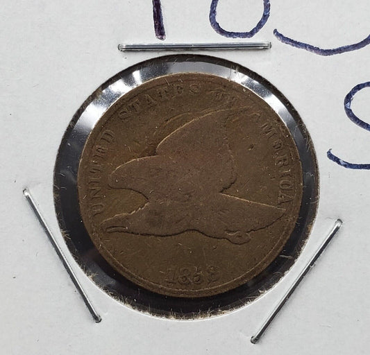 1858 SL Flying Eagle Cent Penny Coin Good details