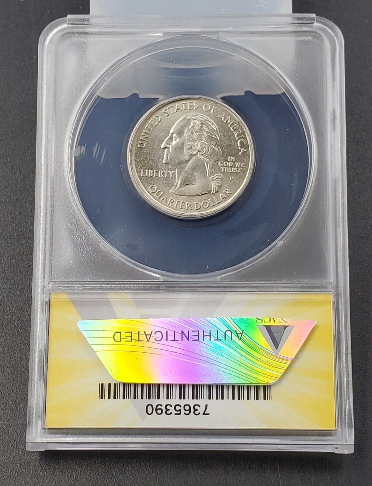2006 P 25c SOUTH DAKOTA Quarter ANACS AU58 TILTED PARTIAL COLLAR Error