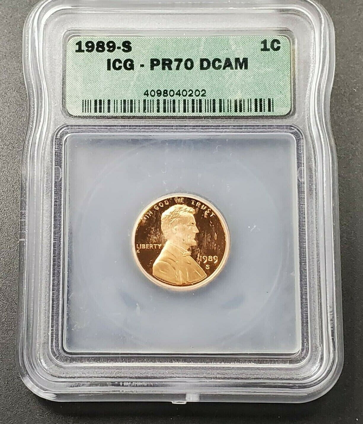 1989 S Lincoln Memorial Cent Penny Coin Vintage Retro ICG Case PR69 DCAM
