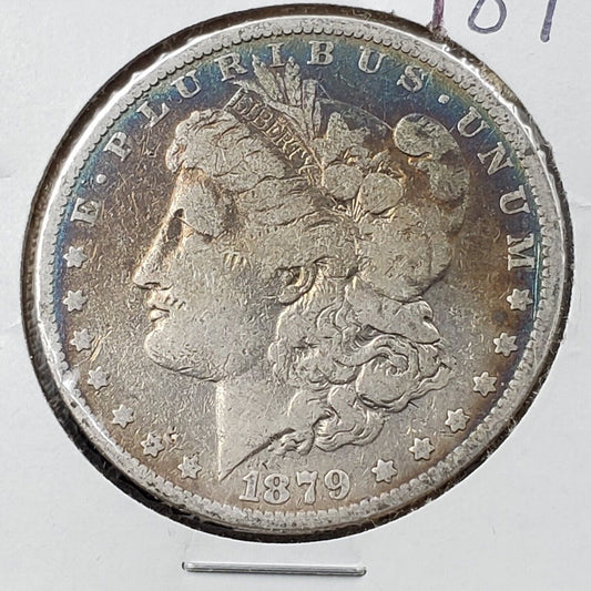 1879 P Morgan Silver Dollar Coin Fine / VF Very Fine Circulated