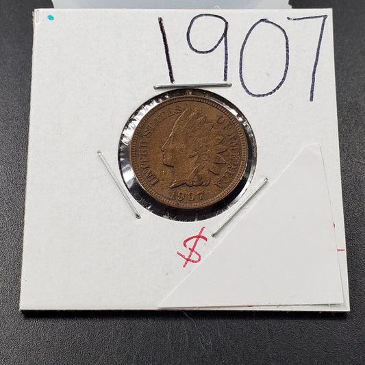 1907 Indian Head Cent Coin VF Very Fine Circulated