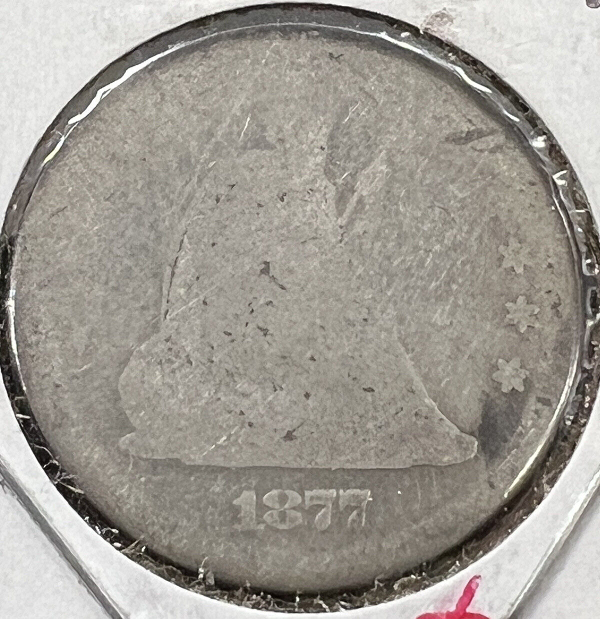 1877 Seated Liberty Silver Quarter Coin Fair / AG About Good Full date