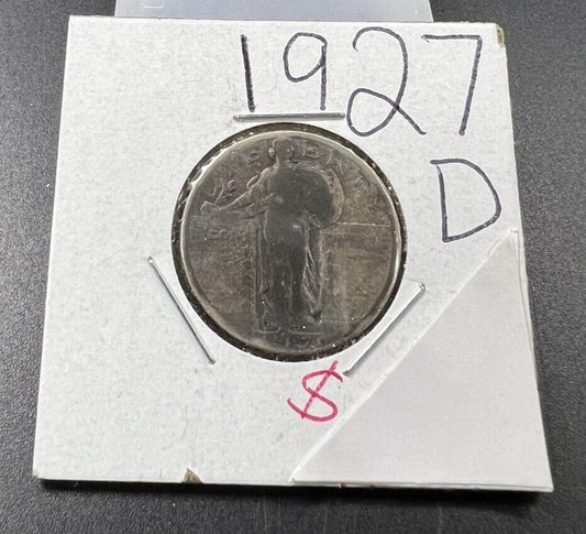 1927 D Standing Liberty Silver Quarter Coin AG Details