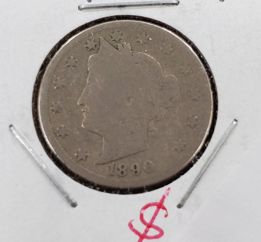 1890 Liberty Head V Nickel Neat Circulated Choice AG About Good