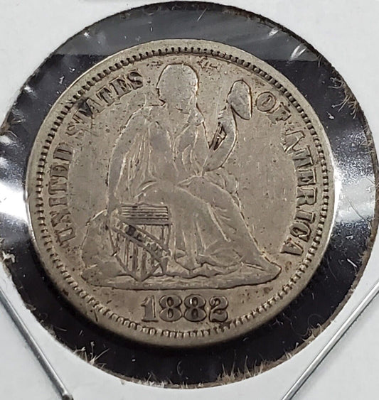 1882 P Seated Liberty Silver Dime Coin EF XF Extra Fine Circ