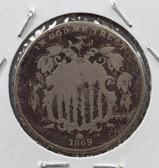1869 5c Shield Nickel Coin Good details