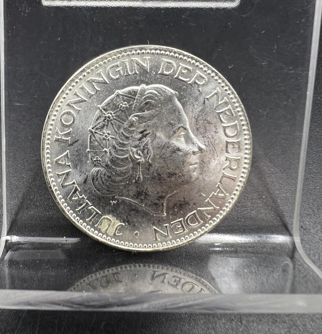 1966 Netherlands 2 1/2 Gulden BU KM-185 BU UNC