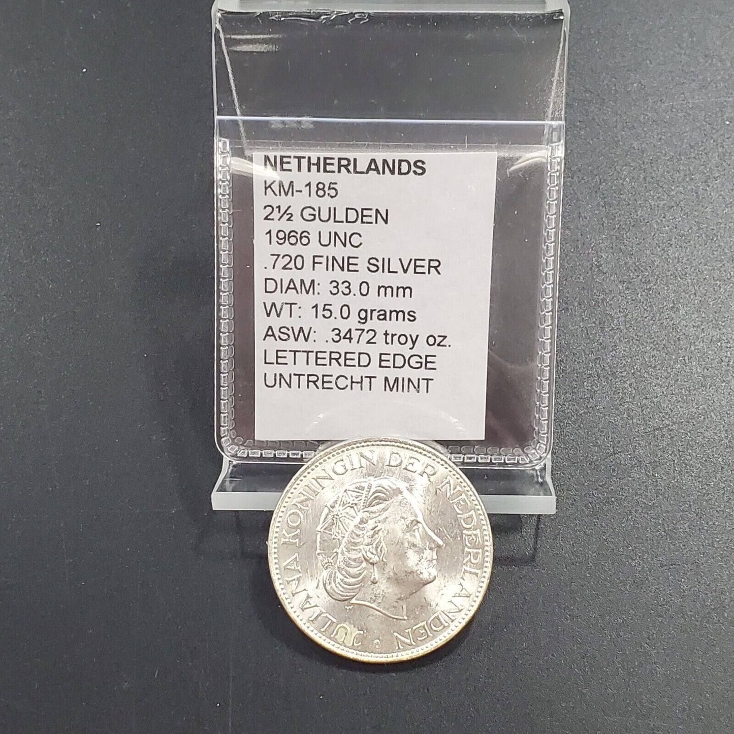 1966 Netherlands 2 1/2 Gulden BU KM-185 BU UNC