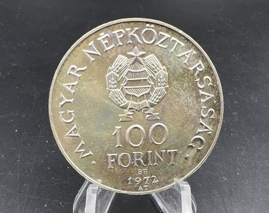 1972 Hungary 100 Forint Silver Goin GEM Proof KM 598 Budapest 6k Mintage TONER