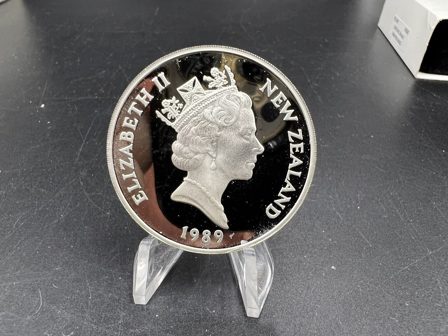 1989 Auckland commonwealth games gem proof New Zealand silver coin Swimmer 925