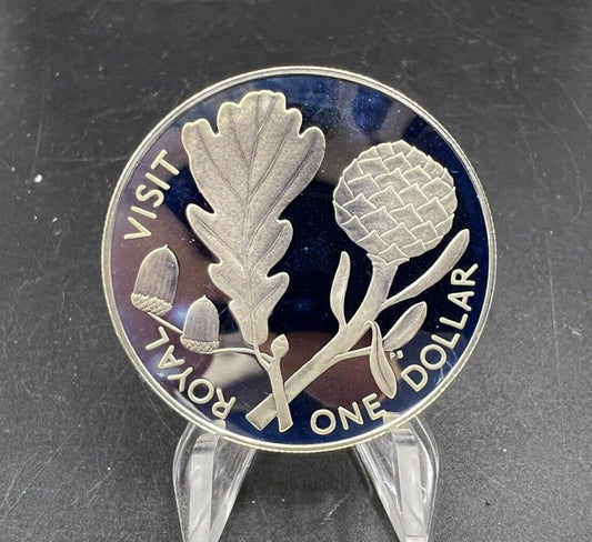 1981 New Zealand Royal Visit Queen Elizabeth II Gem Proof Silver Coin Blue Toner