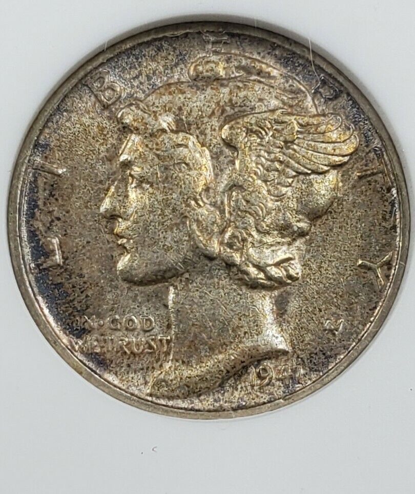 1941 S Mercury Silver Dime Coin ANACS AU55 FS-010.65 FS-511 Large S Variety Mint