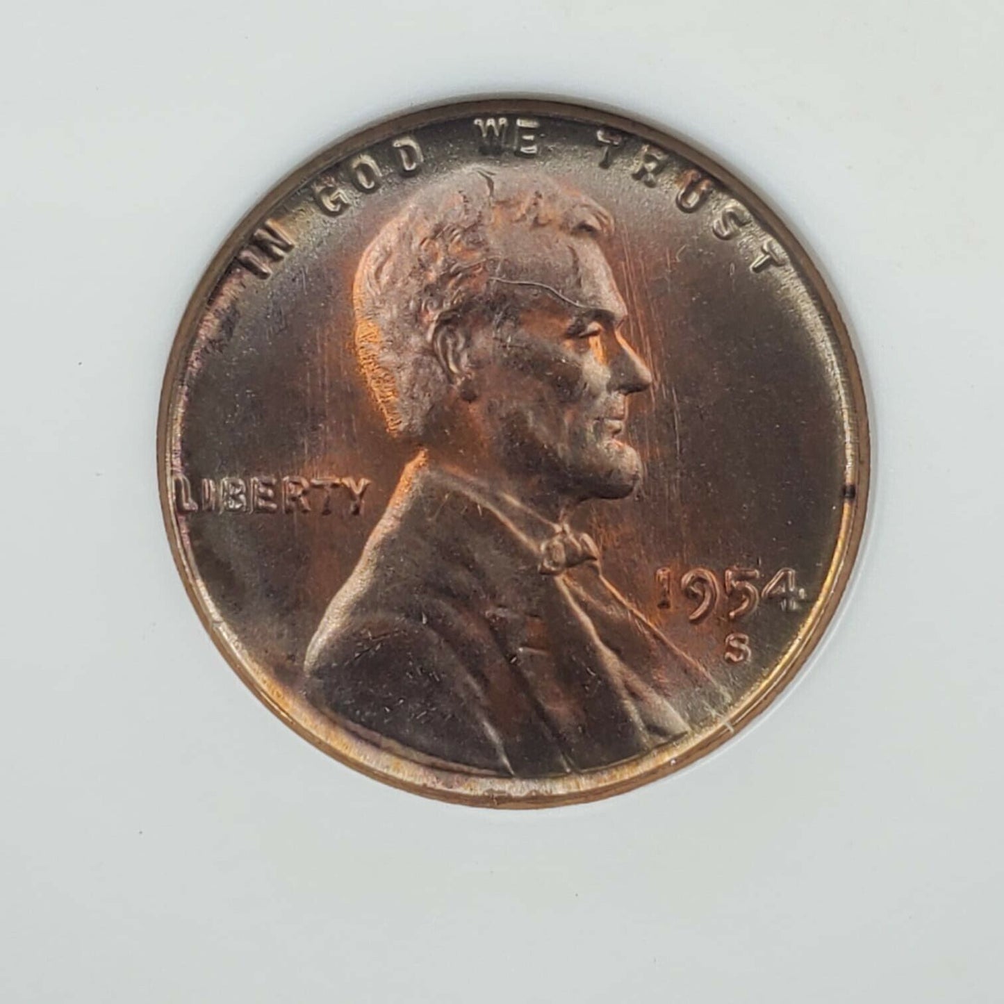1954 S Lincoln Wheat Cent Penny Variety ANACS MS65 DDO 001 PQ * Rainbow Toning