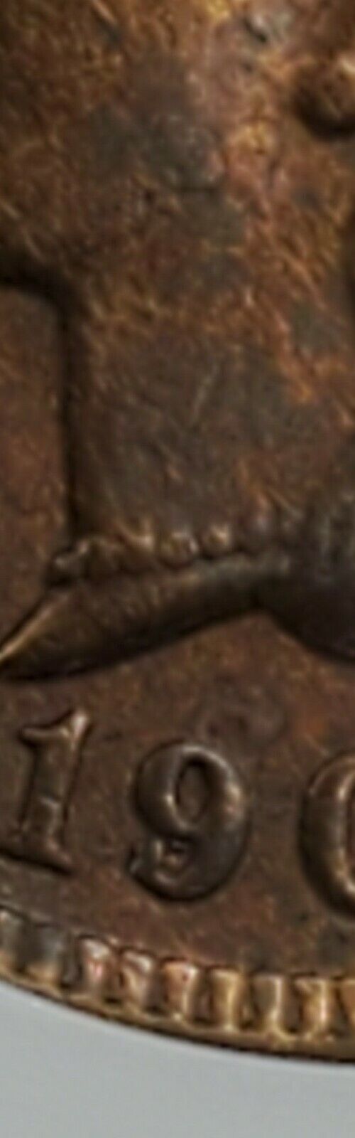 1907 P Indian Cent Penny Coin ANACS Unc Details RPD S-28 Repunched Date