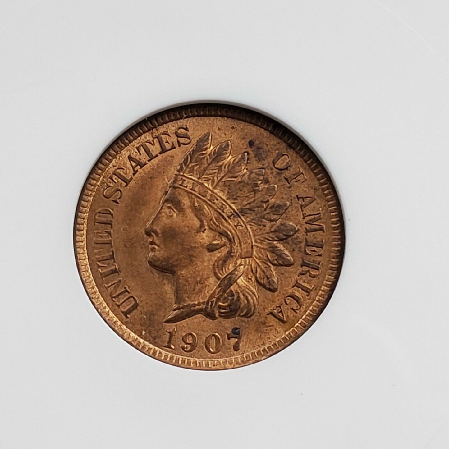 1907 P Indian Cent Penny Coin ANACS UNC DETAILS S-7 Repunched Date