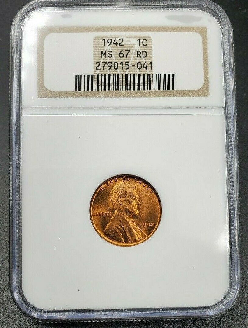 1942 P LINCOLN Wheat Cent Penny NGC MS67 Red RD Deep Strike Plus Worthy Coin