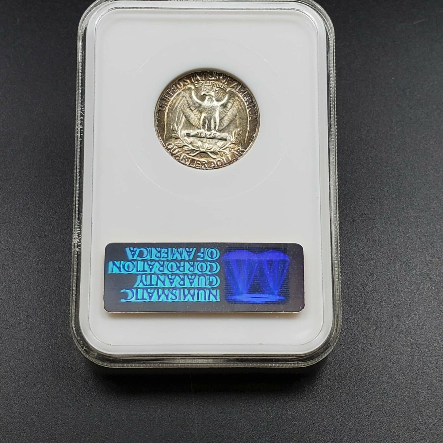 1954 P 25C Washington Quarter Coin NGC MS67 GEM BU OFH Old Fat Holder Toner
