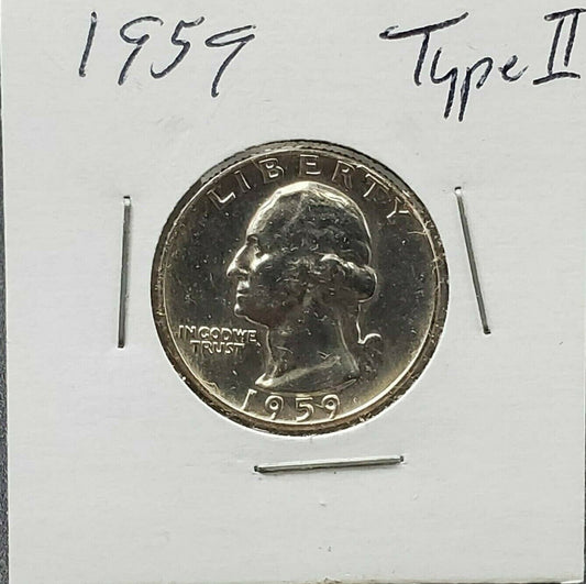 1959 P Washington Quarter Coin Type B Proof Die Reverse Variety UNC Details