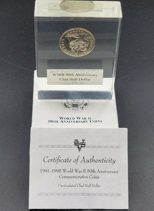 1991-1995 50c 50th Anniversary World War II Half Dollar Veterans Acrylic Display
