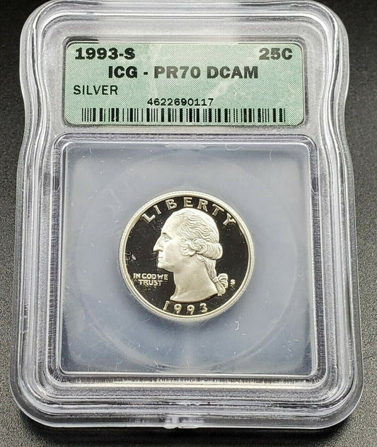 1993 S Washington Proof Quarter Silver Coin ICG PR70 DCAM Combo Shipping Discou