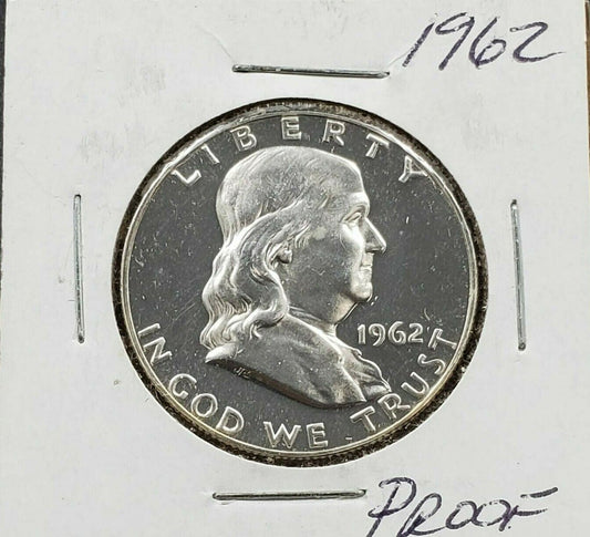 1962 P Franklin Silver Half Dollar Coin Nice Gem Proof Some Toning Not Much