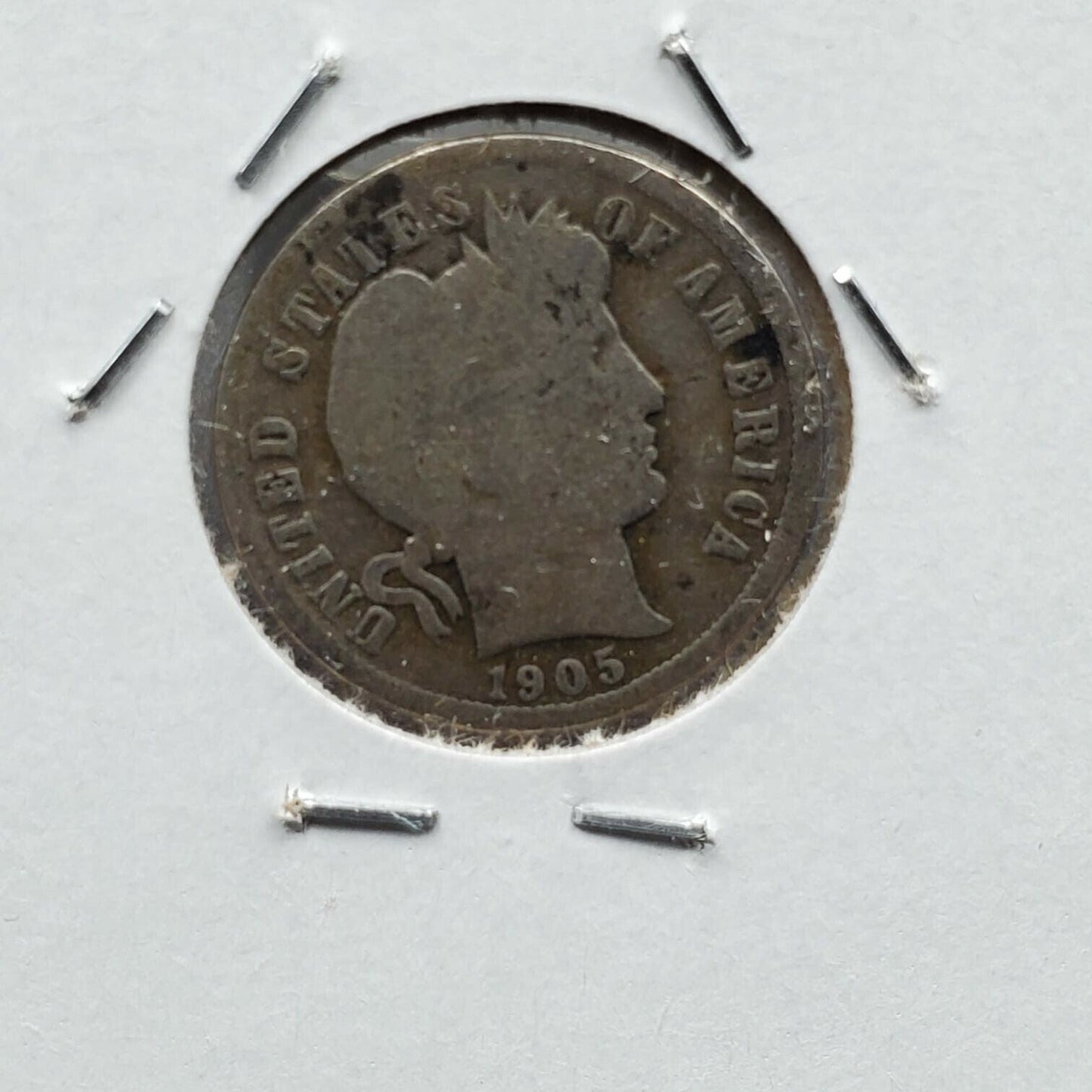 1905 P Learned the Hard Way Failed Love Token Attempt on Barber Silver Dime Coin