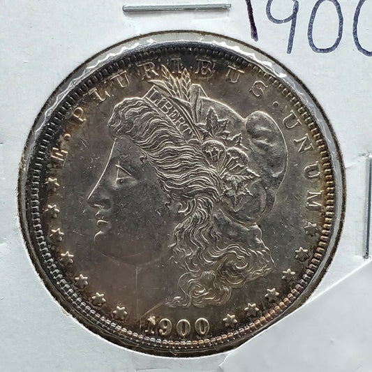 1900 P $1 Morgan Silver Dollar Coin AVG UNC Uncirculated Neat Toning Toner