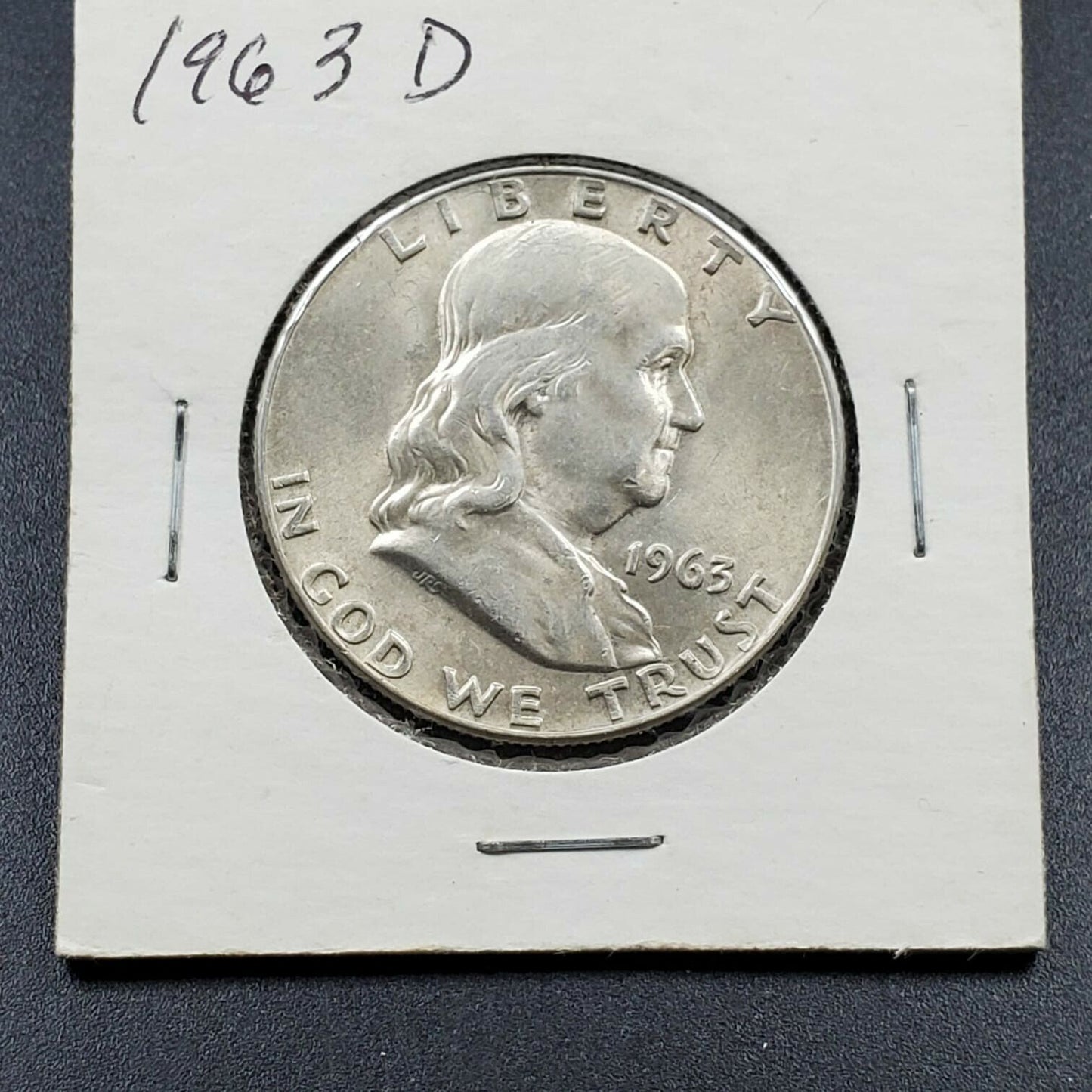 1963 D Franklin Silver Half Dollar Coin Choice BU Uncirculated Mostly Untoned