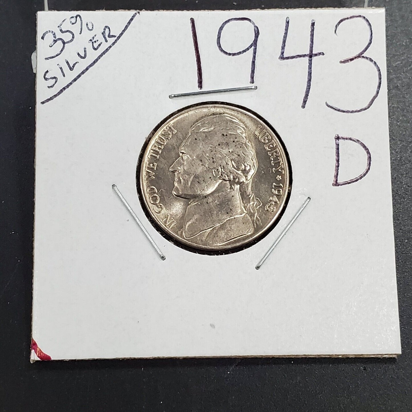 1943 D Jefferson Nickel WW2 Silver War Nickel BU UNC World War Two Era Coin
