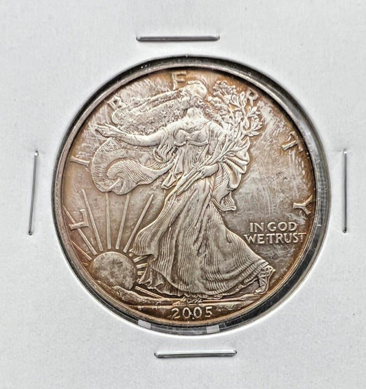 2005 1 OZ American Silver Eagle GEM UNC Nice Original Toning Toner Amber
