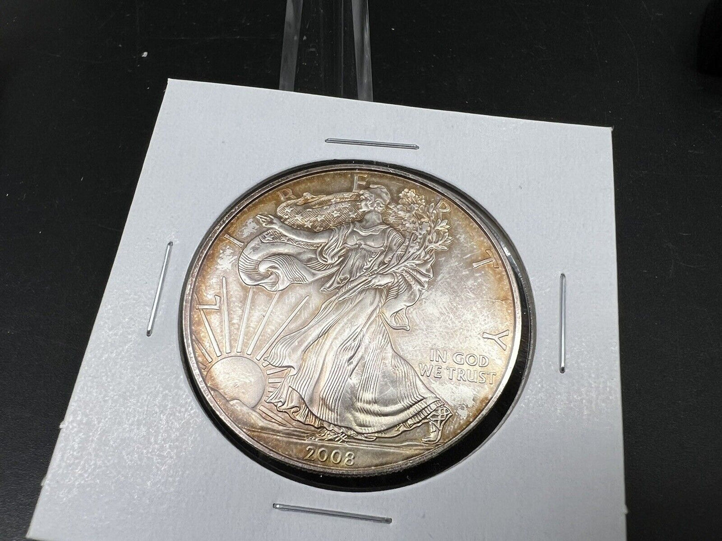 2008 1 OZ American Silver Eagle GEM UNC Nice Original Toning Toner Amber