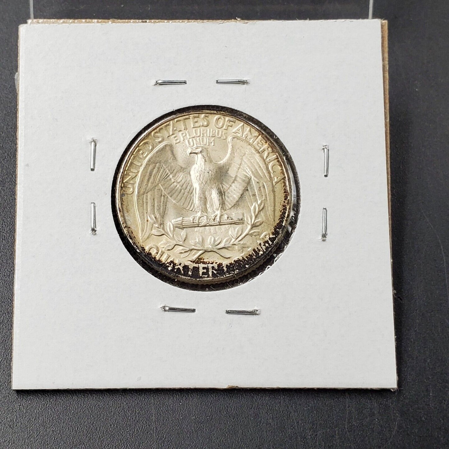 1945 P 25c Washington Quarter Coin BU UNC WW2 Era Coin Neat Toning Toner