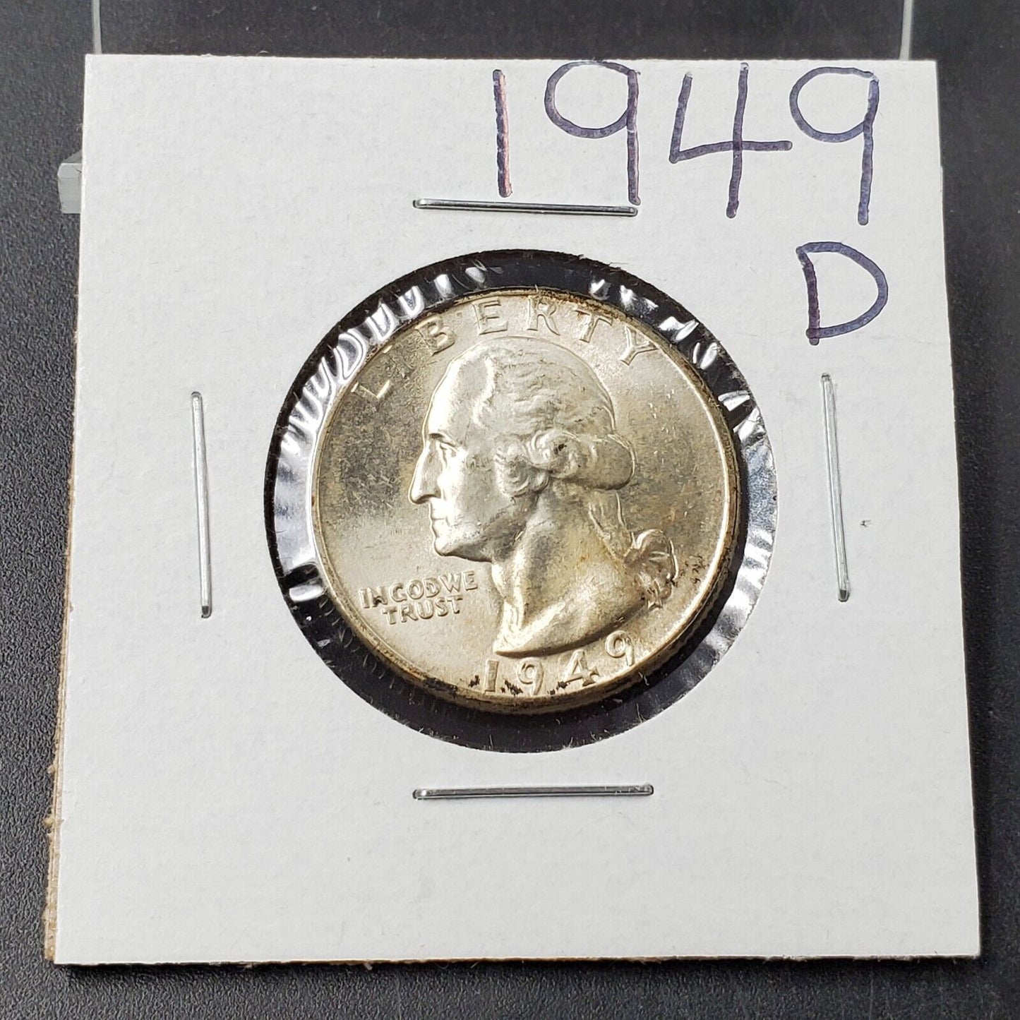 1949 D 25C Washington Quarter Silver Coin BU UNC Some Toning