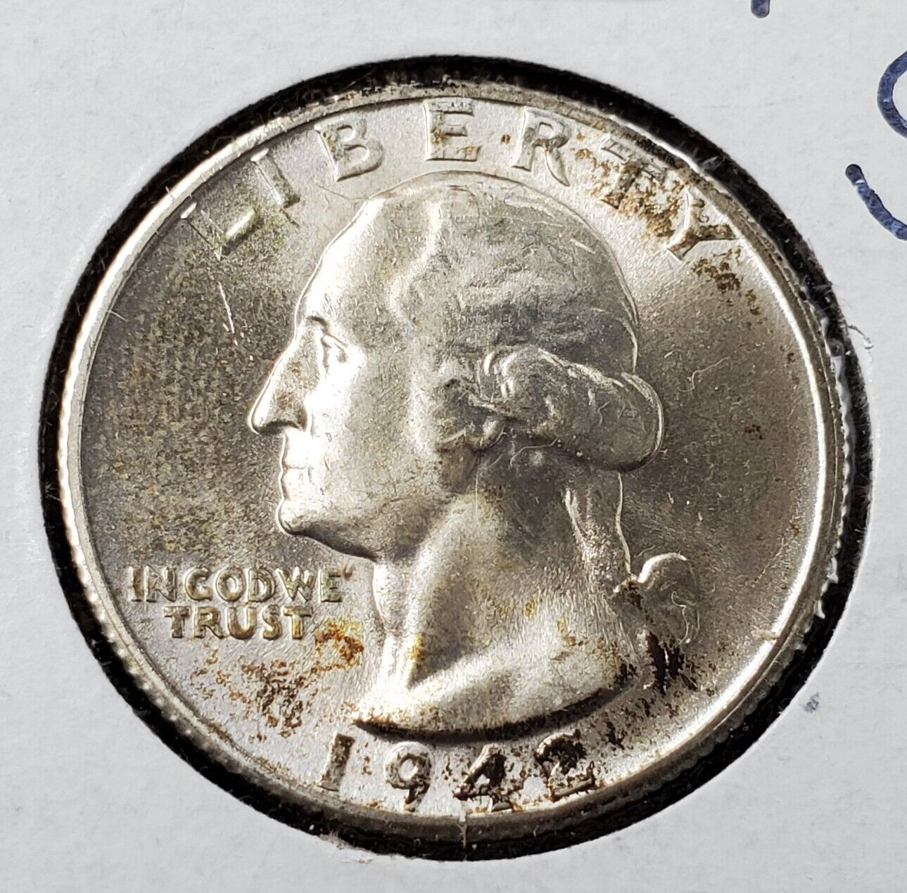 1942 S Washington Silver Quarter Coin Choice BU UNC Neat Toning San Francisco M