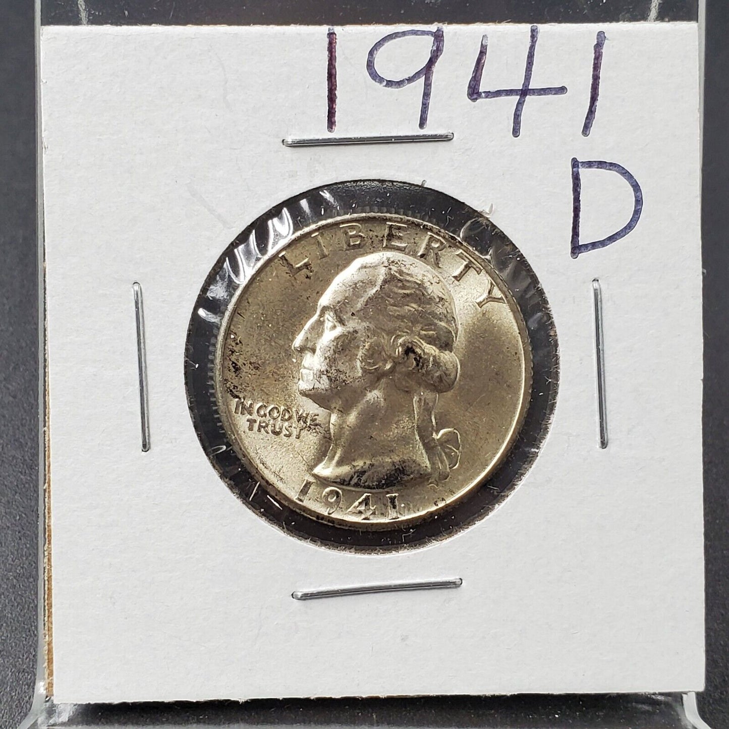 1941 D Washington Silver Quarter Coin BU UNC Some Toning