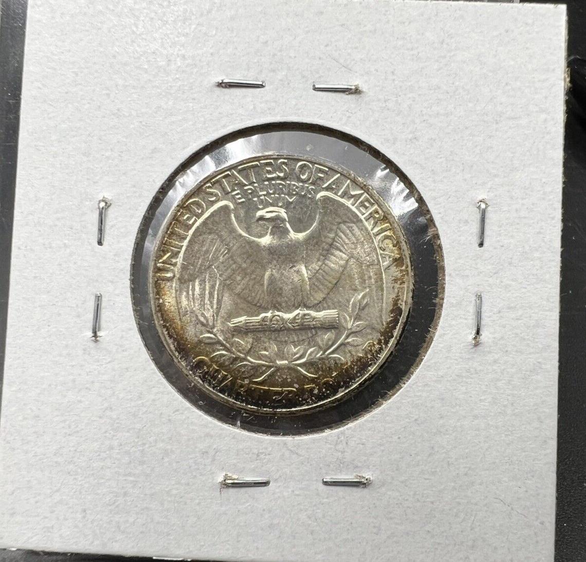 1942 P 25c Washington Quarter Coin Choice BU UNC Nice Toning Toner